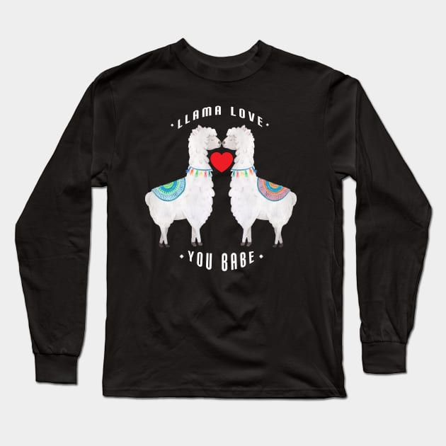 Sweetheart Llama Love You Babe Long Sleeve T-Shirt by TLSDesigns